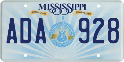 MS license plate ADA928