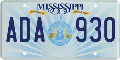MS license plate ADA930