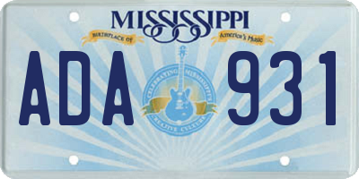 MS license plate ADA931