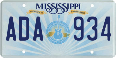 MS license plate ADA934