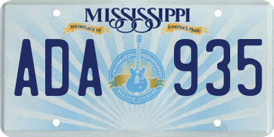 MS license plate ADA935