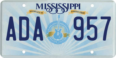 MS license plate ADA957