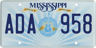 MS license plate ADA958
