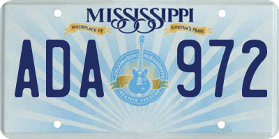 MS license plate ADA972
