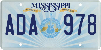 MS license plate ADA978