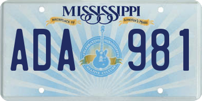 MS license plate ADA981