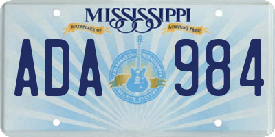 MS license plate ADA984