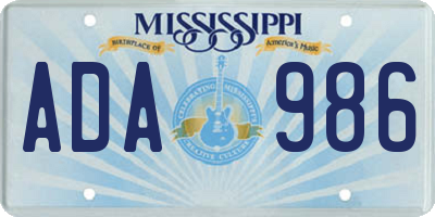 MS license plate ADA986
