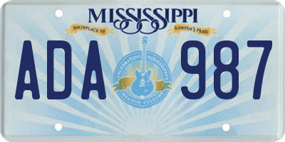 MS license plate ADA987
