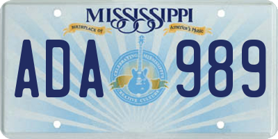 MS license plate ADA989