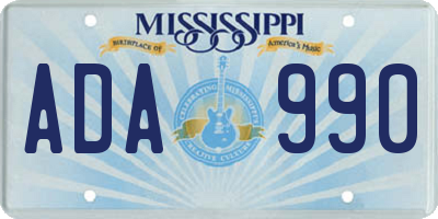 MS license plate ADA990