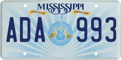 MS license plate ADA993