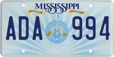 MS license plate ADA994
