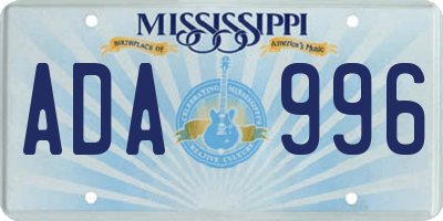 MS license plate ADA996