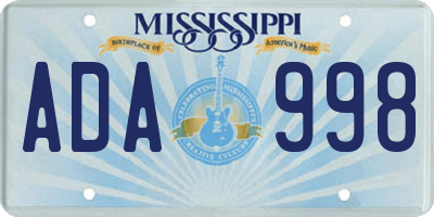 MS license plate ADA998