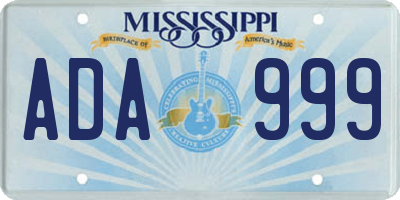 MS license plate ADA999