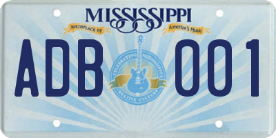 MS license plate ADB001