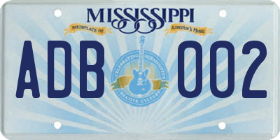 MS license plate ADB002
