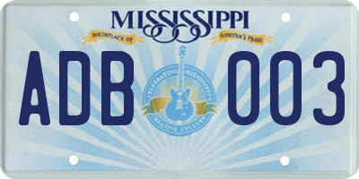 MS license plate ADB003