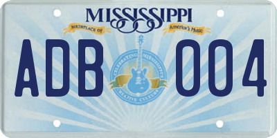 MS license plate ADB004