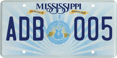 MS license plate ADB005