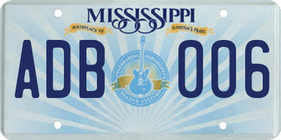 MS license plate ADB006