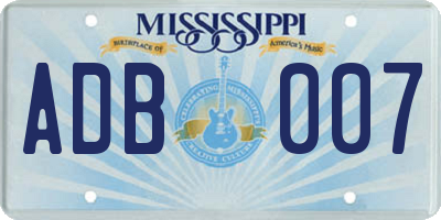 MS license plate ADB007