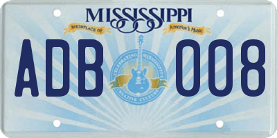 MS license plate ADB008