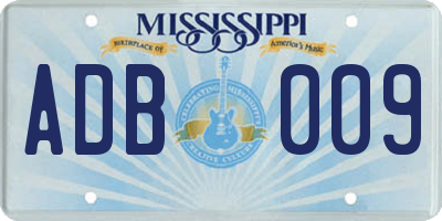 MS license plate ADB009