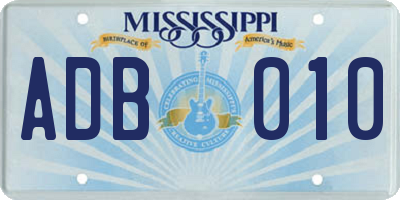 MS license plate ADB010