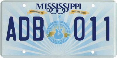 MS license plate ADB011