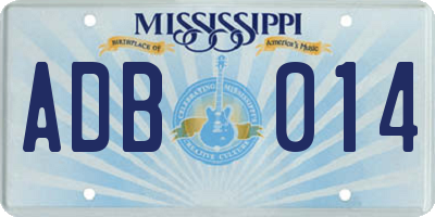 MS license plate ADB014