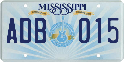 MS license plate ADB015
