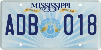 MS license plate ADB018