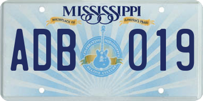 MS license plate ADB019