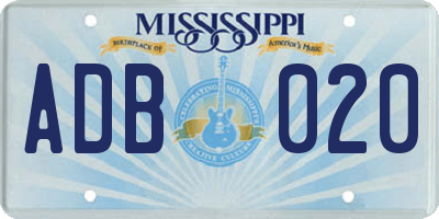 MS license plate ADB020