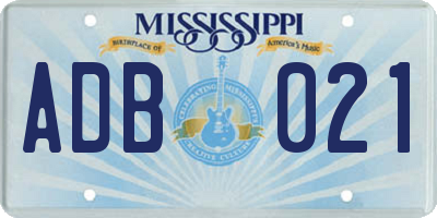 MS license plate ADB021