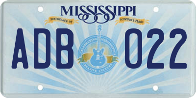 MS license plate ADB022