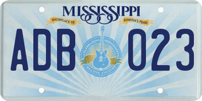 MS license plate ADB023
