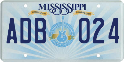 MS license plate ADB024