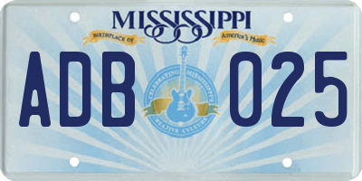 MS license plate ADB025