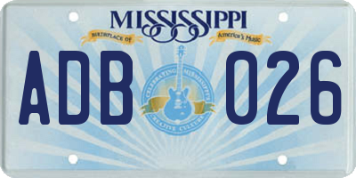 MS license plate ADB026