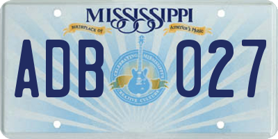 MS license plate ADB027