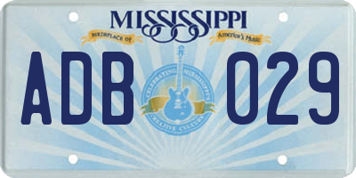 MS license plate ADB029