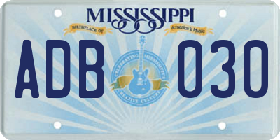 MS license plate ADB030