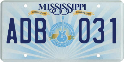 MS license plate ADB031