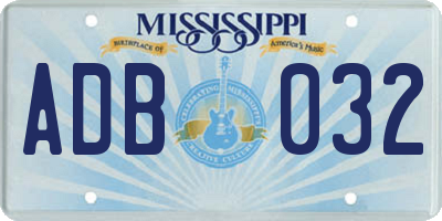MS license plate ADB032