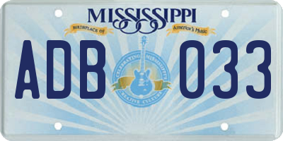 MS license plate ADB033