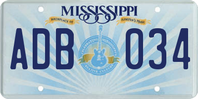 MS license plate ADB034