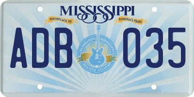 MS license plate ADB035